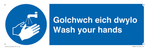 golchwch eich dwylo / wash your hands - safety sign